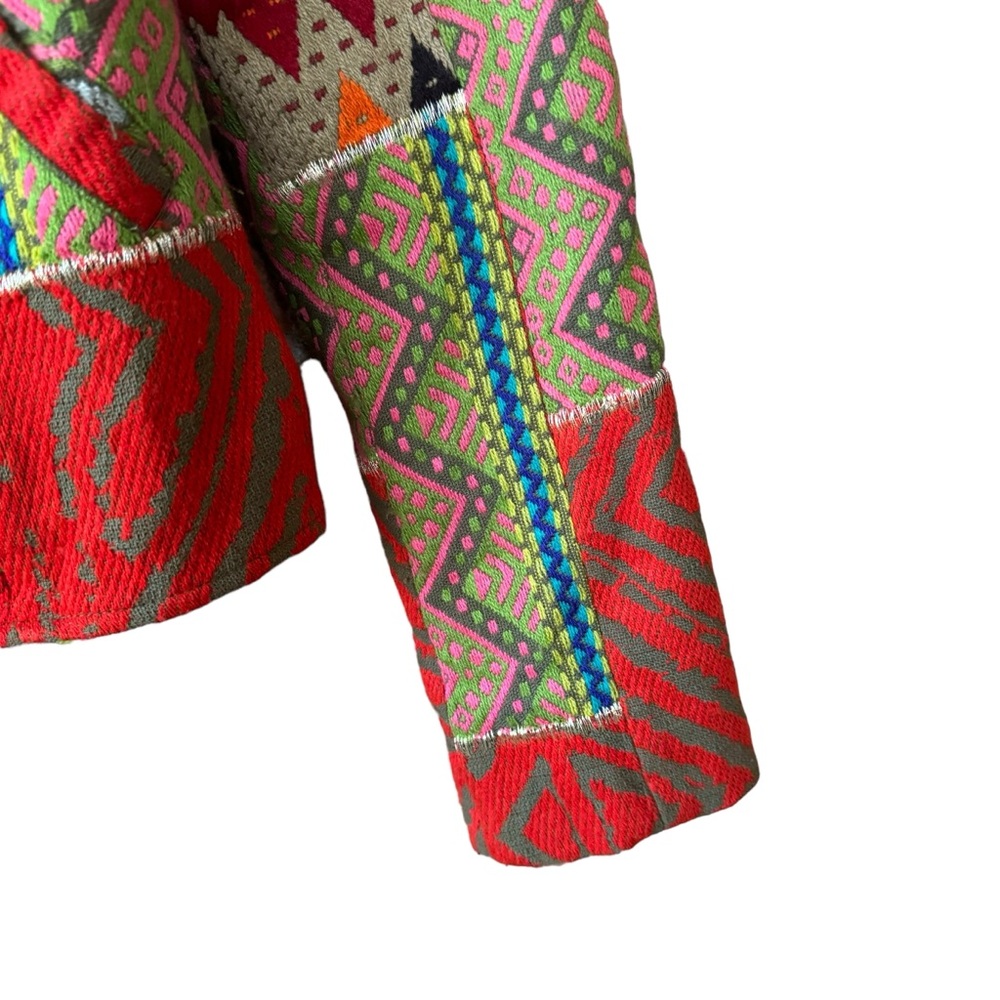 Zara Tapestry Patchwork Moto Jacket Multicolor Zi… - image 6